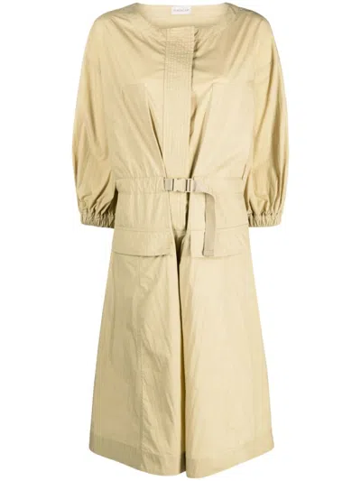 Moncler Cotton-blend Belted Midi Dress In Beige