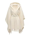 Moncler Belted Wool Cape In White