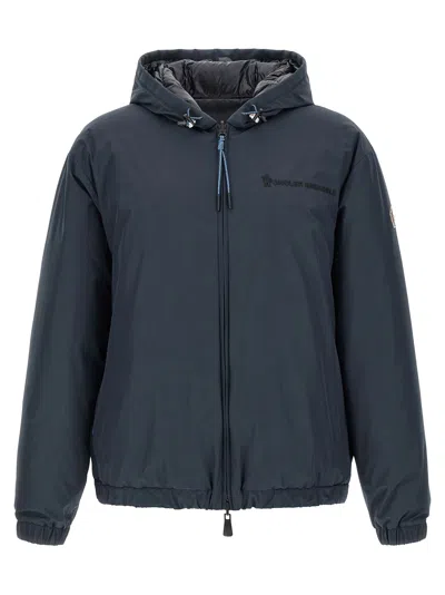 Moncler Berguns Reversible Hooded Down Bomber Jacket In Blue