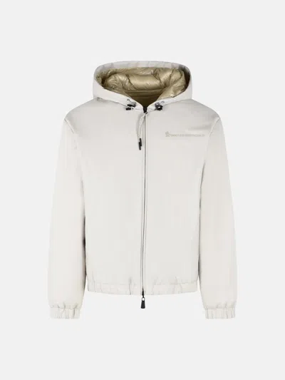 Moncler Kids' 'berguns' Reversible Bomber Jacket In Ivory Polyamide In White