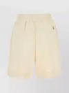 Moncler Bermuda Cotton Elastic Waistband Shorts In White