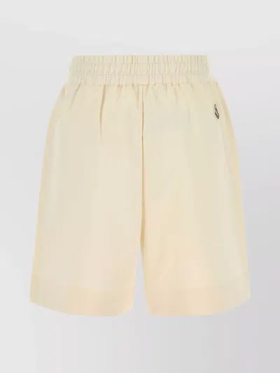 Moncler Bermuda Cotton Elastic Waistband Shorts In White