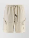 Moncler Bermuda Elastic Waistband Shorts In Brown