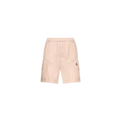 Moncler Cotton Poplin Bermuda Shorts In Neutral