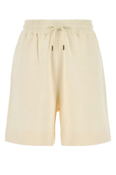 MONCLER MONCLER IVORY COTTON BERMUDA SHORTS