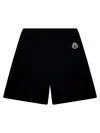 Moncler Bermuda In Felpa Logo In Blue
