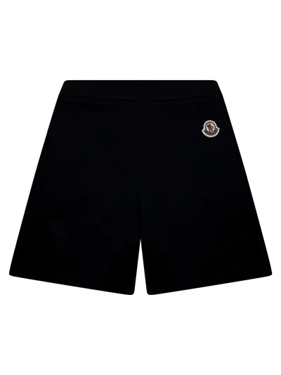 Moncler Bermuda In Felpa Logo In Blue