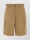 Moncler Cappuccino Stretch Cotton Bermuda Shorts In Neutral