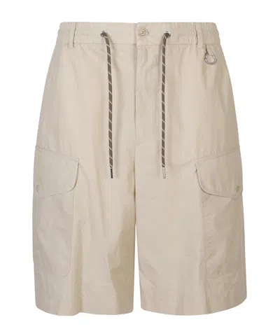 Moncler Bermuda Shorts With Drawstring In Neutral