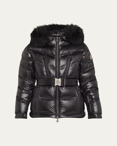 Moncler Bernis Down Ski Jacket With Detachable Shearling Trim In Black