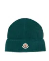Moncler Ribbed Knit Beanie With Folded Cuff In Green