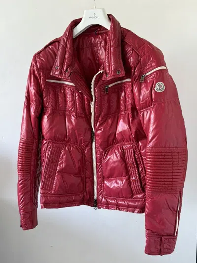 Pre-owned Moncler Berriat Biker Puffer Jacket In Red