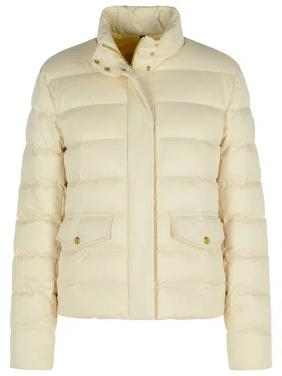 MONCLER MONCLER 'BESSETTES' SHORT IVORY WHITE POLYESTER DOWN JACKET