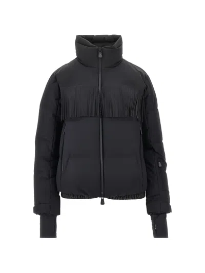 Moncler Bessin Fringe-detail Padded Ski Jacket In Blue