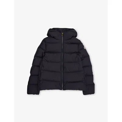 Moncler Kids' Beulah Hooded Down Jacket 6-14 Years Navy In Black