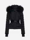 Moncler Beverley Hooded Shearling-trimmed Ski Down Jacket In Black