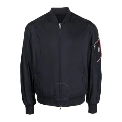 Moncler Bharani Logo-patch Bomber Jacket In Blue