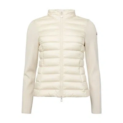 Moncler Bi-material Jacket In Off-white