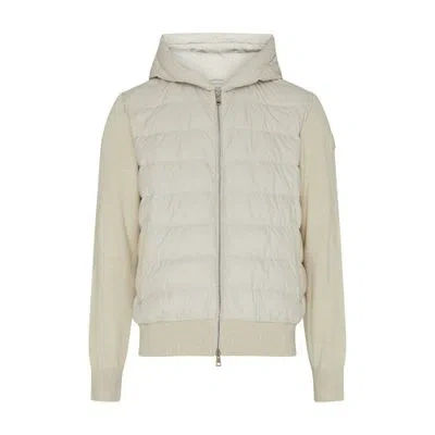 Moncler Bi-material Jacket In Off-white