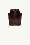 Moncler Hooded Down-filled Teddy Bib In Brown