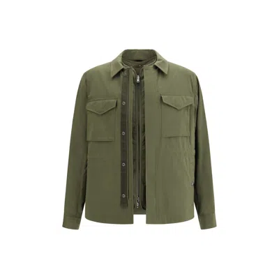 Moncler Bicolor Cotton Coat In Green