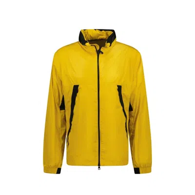 Moncler Bicolor Polyamide Shell Jacket In Yellow