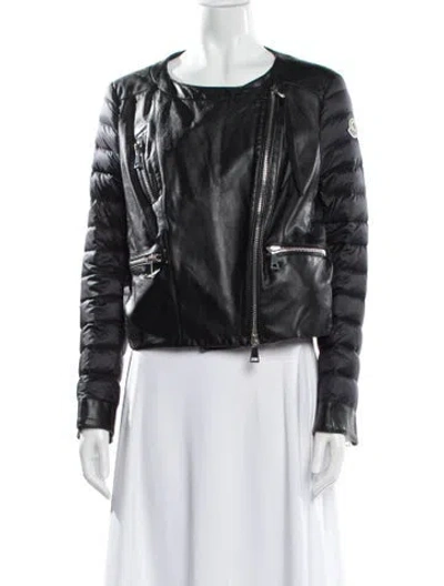 Pre-owned Moncler Biker Jacket In Gray