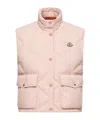 Moncler Biois Down Gilet Stand Collar Zigzag Quilted Technical Fabric In Pink