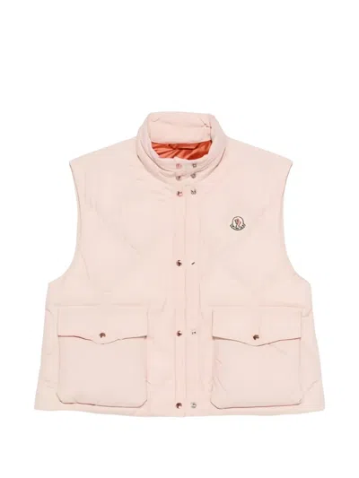 Moncler Biois Down Quilted Gilet In Pink