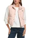 Moncler Biois Down Gilet Stand Collar Zigzag Quilted Technical Fabric In Pink