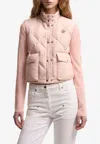 Moncler Biois Down Gilet Stand Collar Zigzag Quilted Technical Fabric In Pink