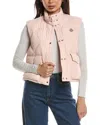 Moncler Biois Down Gilet Stand Collar Zigzag Quilted Technical Fabric In Pink