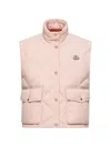 Moncler Biois Down Gilet Stand Collar Zigzag Quilted Technical Fabric In Pink
