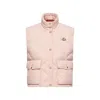 Moncler Biois Down Gilet Stand Collar Zigzag Quilted Technical Fabric In Pink