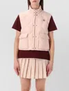 Moncler Biois Down Gilet Stand Collar Zigzag Quilted Technical Fabric In Pink