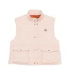 Moncler Biois Down Gilet Stand Collar Zigzag Quilted Technical Fabric In Pink