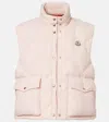 Moncler Biois Down Gilet Stand Collar Zigzag Quilted Technical Fabric In Pink