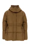Moncler Biscuit Nylon Agneux Down Jacket In Brown