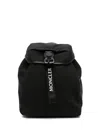 Moncler Adjustable Strap Jersey Backpack With Leather Trim In Black