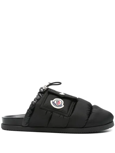 Moncler Mon Pocket Padded Black Mules In Multi