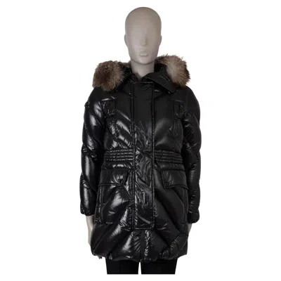 Pre-owned Moncler Black 2020 Dinard Fur Trim Down Puffer Parka Jacket 0 Xs