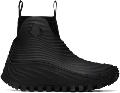 Moncler Black Aqua High Rain Boots In 999 Black