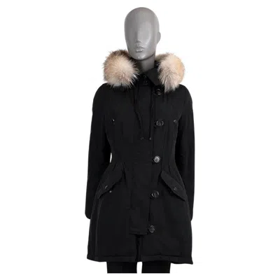 Pre-owned Moncler Black Aredhel Fur Trim Down Parka Coat Jacket 2 M