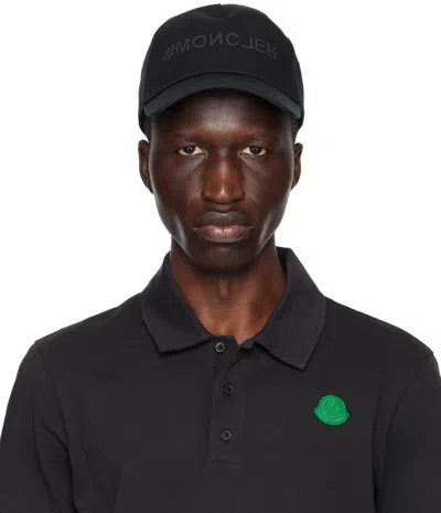 Moncler Black Baseball Cap In Black 999