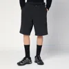 Moncler Black Bermuda Shorts With Logo In Black