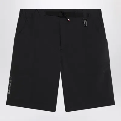 MONCLER BLACK BERMUDA SHORTS WITH LOGO