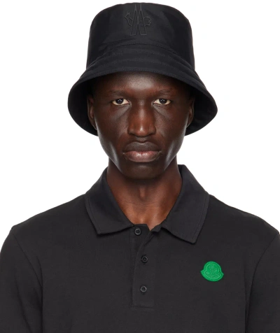 Moncler Black Bonded Bucket Hat In Not Found 999