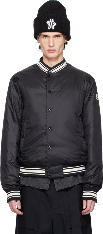 MONCLER BLACK BOUCHET REVERSIBLE DOWN BOMBER JACKET
