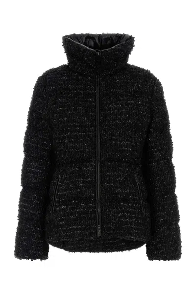 Moncler Textured Urbel Down Jacket With High Collar In Black