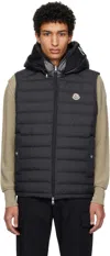 Moncler Bourget Down Hooded Vest In 999 - Black